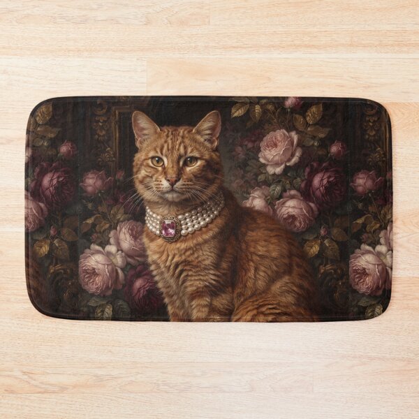 Item preview, Noble Ginger Cat with Pink Gem Choker designed and sold by Real Beast Art.