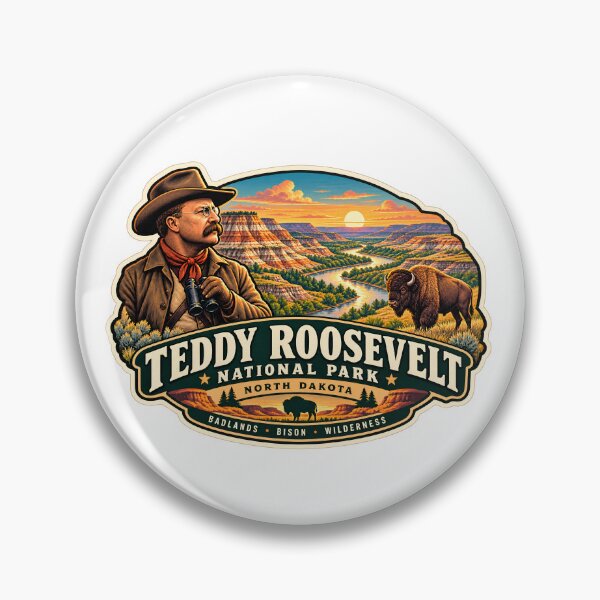 Item preview, Theodore Roosevelt National Park North Dakota Vintage Badlands Bison Badge designed and sold by LittleArij.