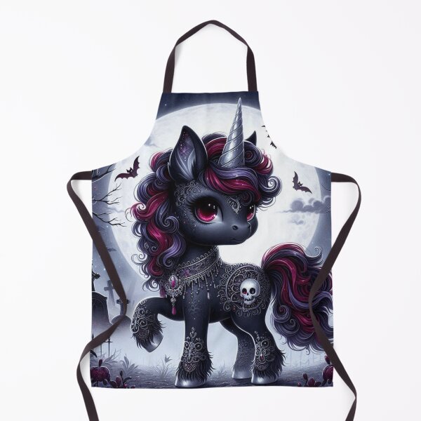 Item preview, Steampunk goth unicorn in moonlit graveyard designed and sold by TimesTwoAngela.