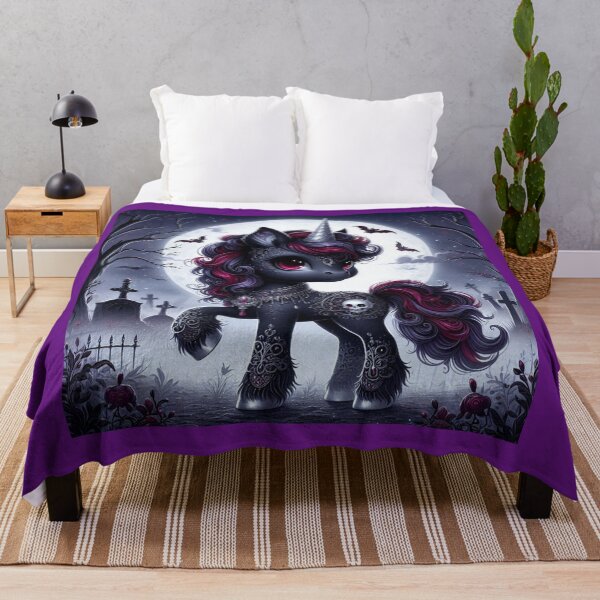 Item preview, Steampunk goth unicorn in moonlit graveyard designed and sold by TimesTwoAngela.