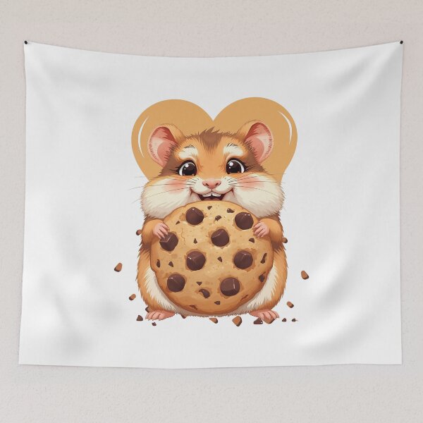 Item preview, Cute Hamster Eating Chocolate Chip Cookie designed and sold by yuki-hana.