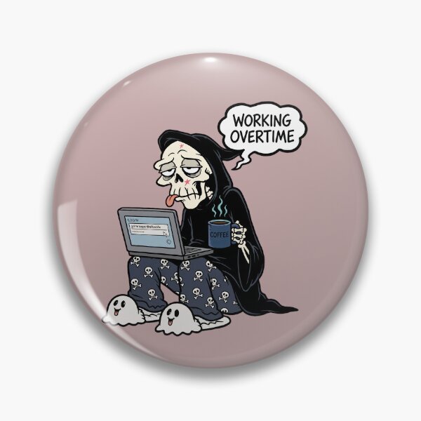 Item preview, Working Overtime Exhausted Grim Reaper Laptop Graphic designed and sold by 13NINE.