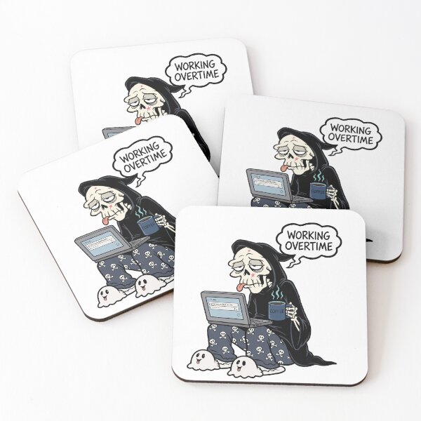 Item preview, Working Overtime Exhausted Grim Reaper Laptop Graphic designed and sold by 13NINE.