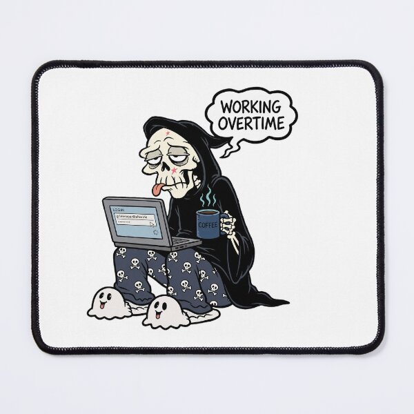 Item preview, Working Overtime Exhausted Grim Reaper Laptop Graphic designed and sold by 13NINE.