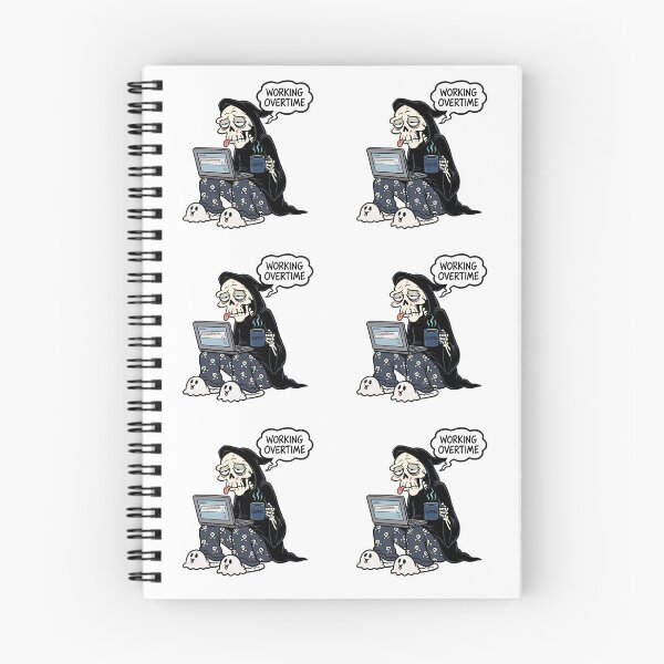 Item preview, Working Overtime Exhausted Grim Reaper Laptop Graphic designed and sold by 13NINE.