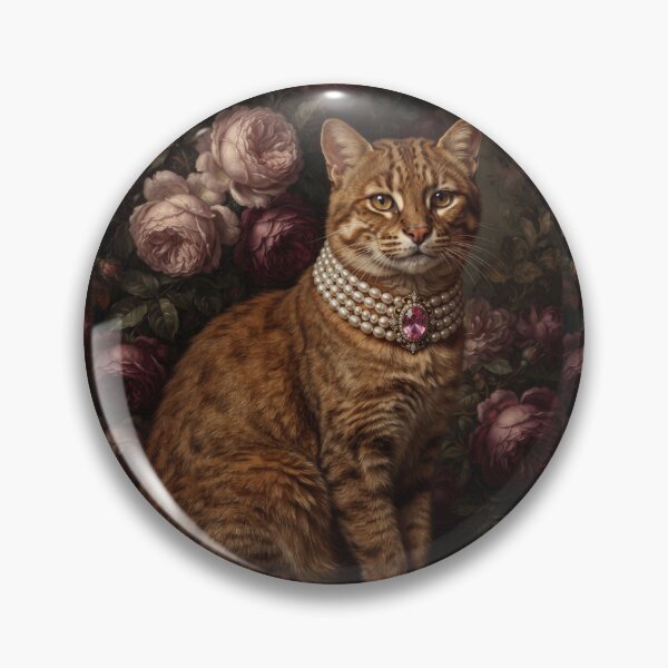 Item preview, Noble Ginger Cat with Pink Gem Collar designed and sold by Real Beast Art.