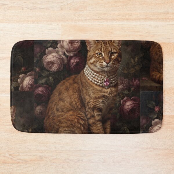Item preview, Noble Ginger Cat with Pink Gem Collar designed and sold by Real Beast Art.