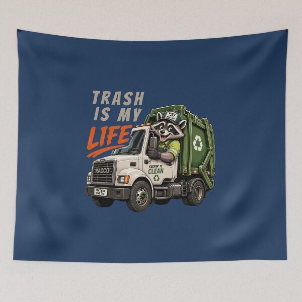 Item preview, Trash Is My Life Funny Garbage Truck Driver Raccoon designed and sold by BigfeetLittlepaws.