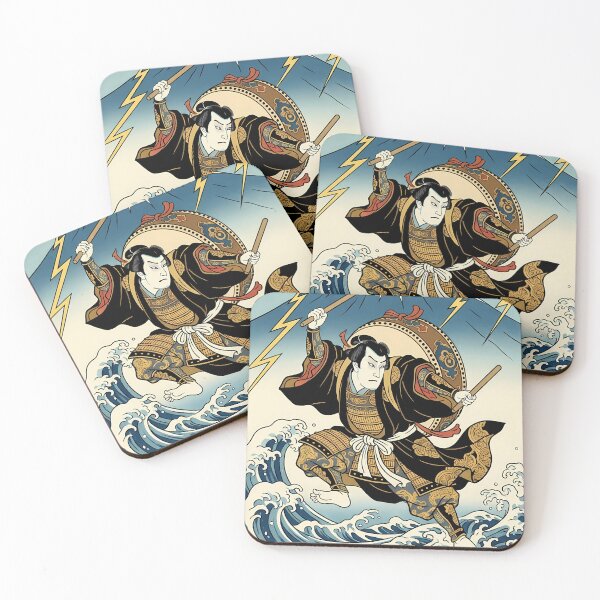Item preview, Samurai Thunder God Mount Fuji Ukiyo-e designed and sold by TokyoUkiyoHouse.