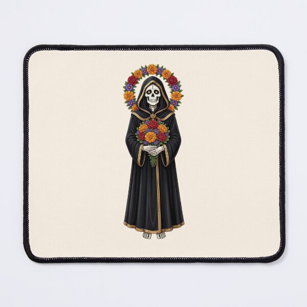 Item preview, Santa Muerte with Marigold and Rose Flowers designed and sold by SweetLilith.