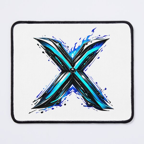 Item preview, AquaFlare Cipher The Teal Inferno Letter X designed and sold by BlissBlvdShop.