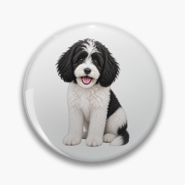 Item preview, Cavapoo Black and White Dog designed and sold by BackgroundND.
