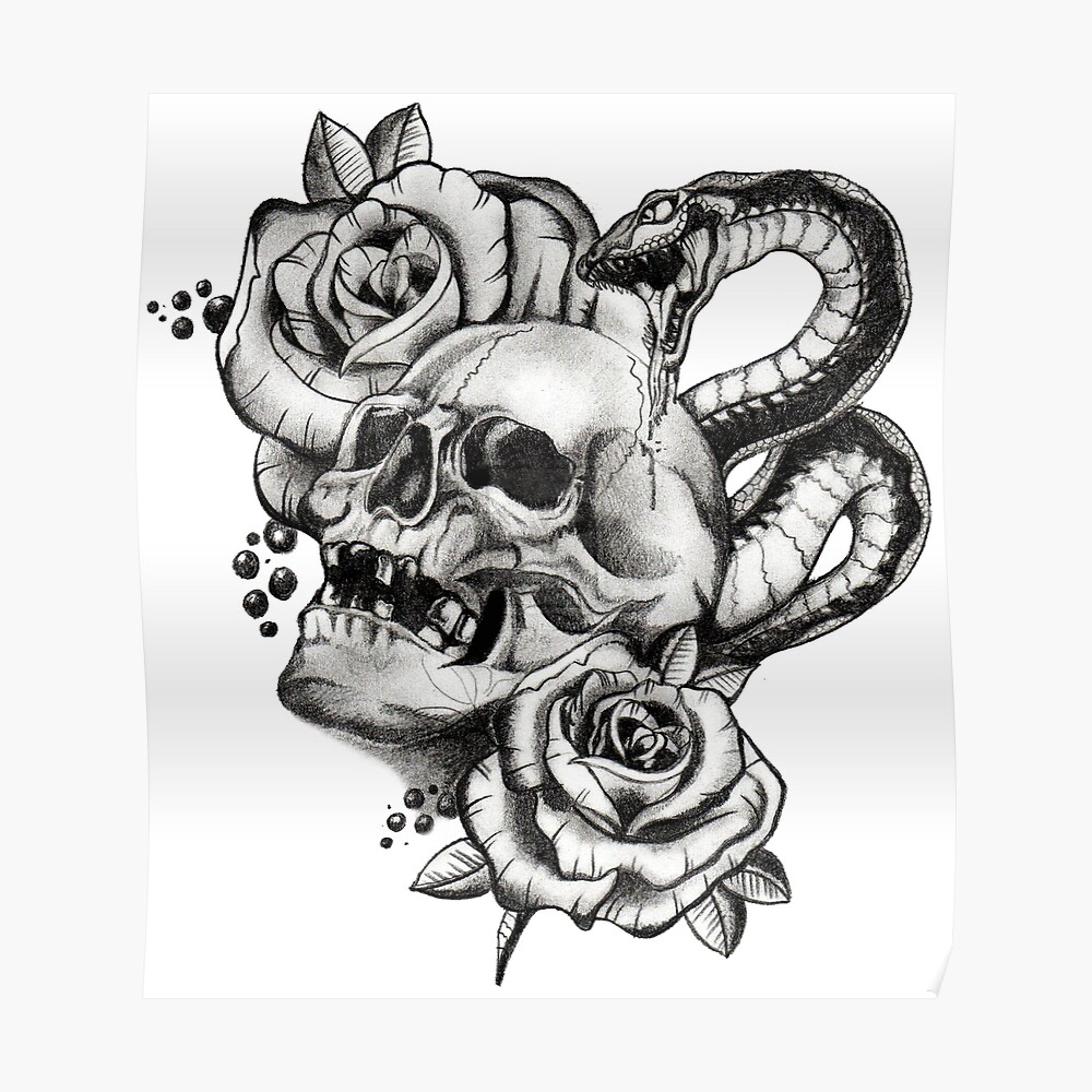 Tattoo uploaded by Robert Davies  Awesome skull snake rose artwork   Tattoodo