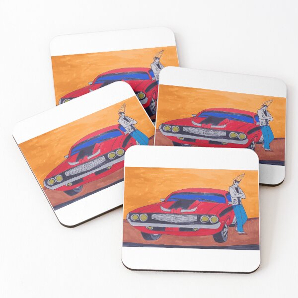 Item preview, Man Leaning On Red Muscle Car designed and sold by Racerapex.