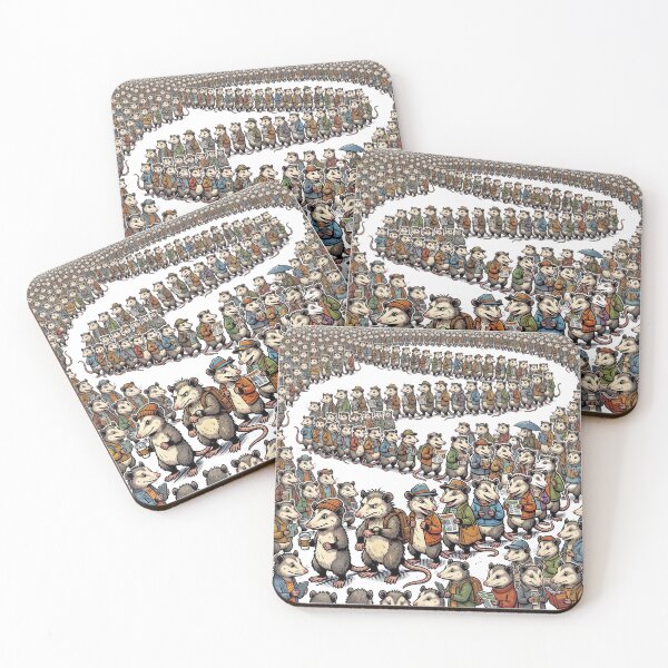 Item preview, Opossum Commute Crowd – Funny Vintage City Animal Pattern designed and sold by LOVEARTDESIGN.