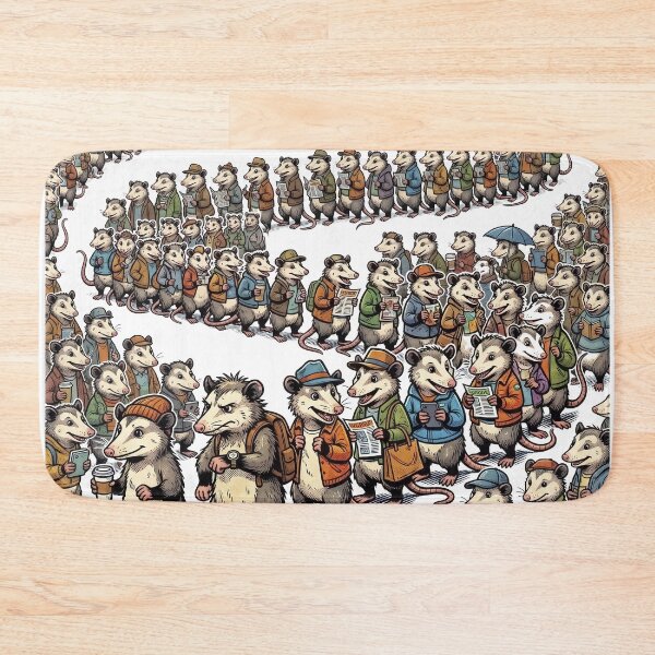 Item preview, Opossum Commute Crowd – Funny Vintage City Animal Pattern designed and sold by LOVEARTDESIGN.