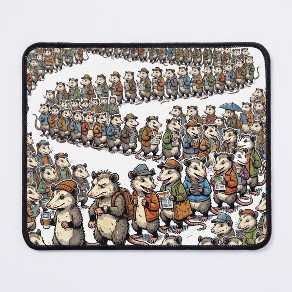 Item preview, Opossum Commute Crowd – Funny Vintage City Animal Pattern designed and sold by LOVEARTDESIGN.