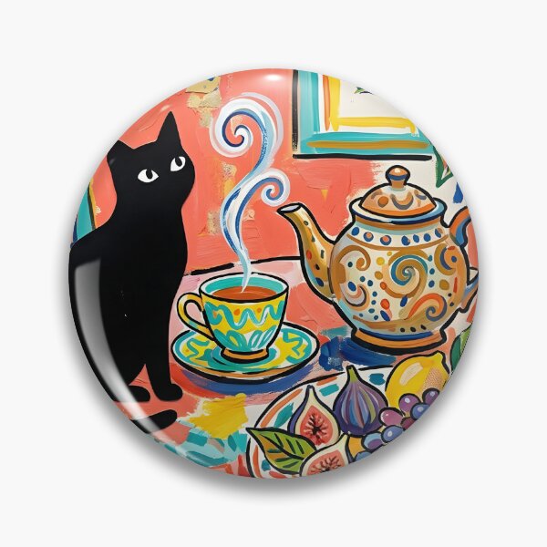 Item preview, Cozy Teatime Black Cat Silhouette Matisse Style Art Print designed and sold by DuckOddity.