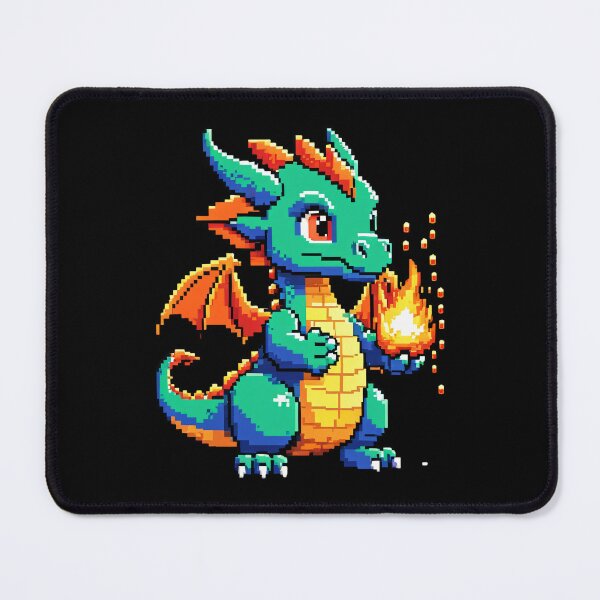 Item preview, pixel art baby dragon breathing fire retro arcade style designed and sold by RAMemory.