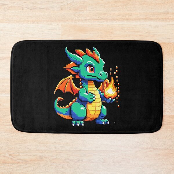 Item preview, pixel art baby dragon breathing fire retro arcade style designed and sold by RAMemory.