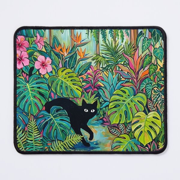 Item preview, Tropical Jungle & Black Cat Silhouette Matisse Style Poster designed and sold by DuckOddity.
