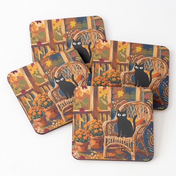 Item preview, Autumn Porch & Black Cat Silhouette Matisse Style Wall Art designed and sold by DuckOddity.