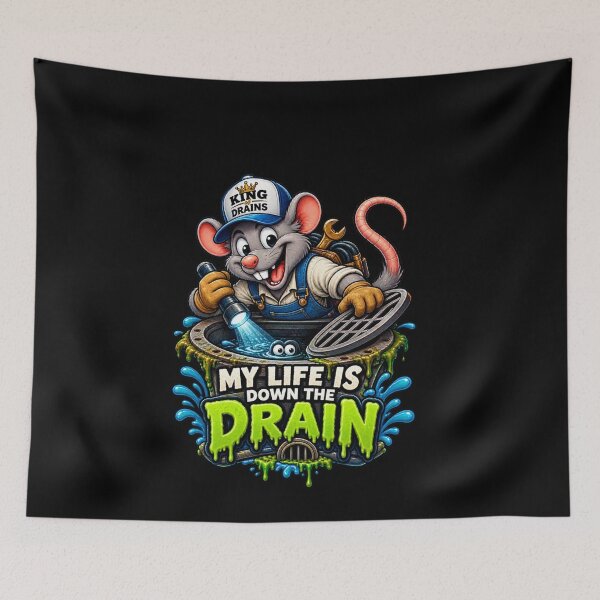 Item preview, My Life Is Down the Drain Funny Drain Cleaner Rat designed and sold by BigfeetLittlepaws.