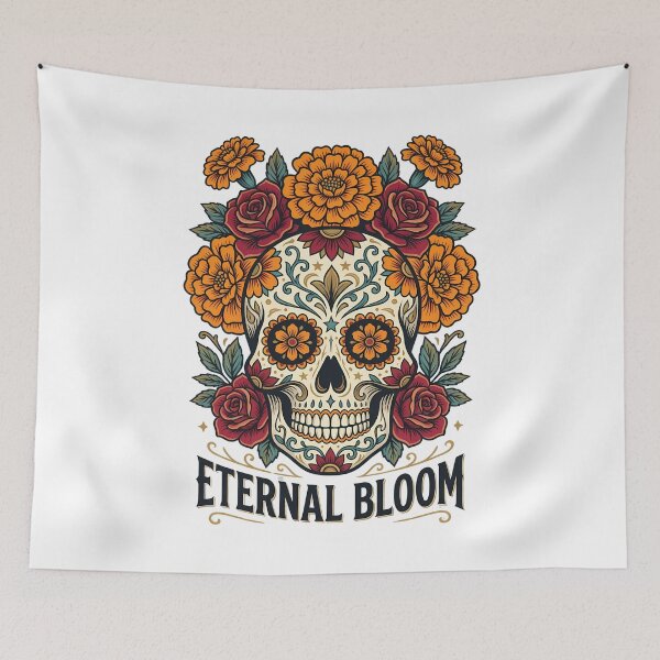Item preview, Floral Sugar Skull Day of the Dead - Colorful Skull - Fiesta Mexican Art designed and sold by VibranPalette.