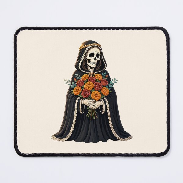 Item preview,  Santa Muerte with Marigold and Rose Flowers designed and sold by SweetLilith.