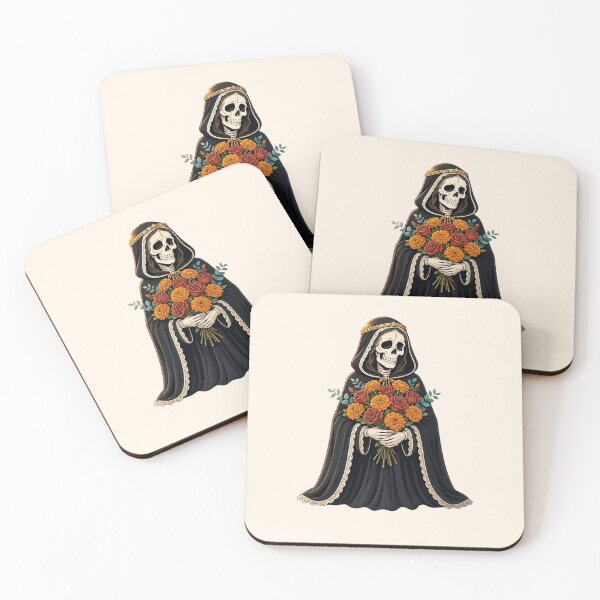 Item preview,  Santa Muerte with Marigold and Rose Flowers designed and sold by SweetLilith.