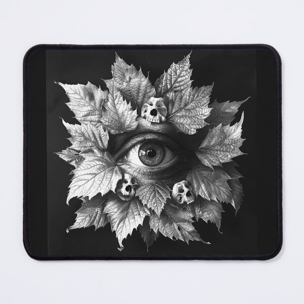 Item preview, Surreal Eye with Leaves and Skulls Gothic Black and White Art Design designed and sold by inkoutninja.