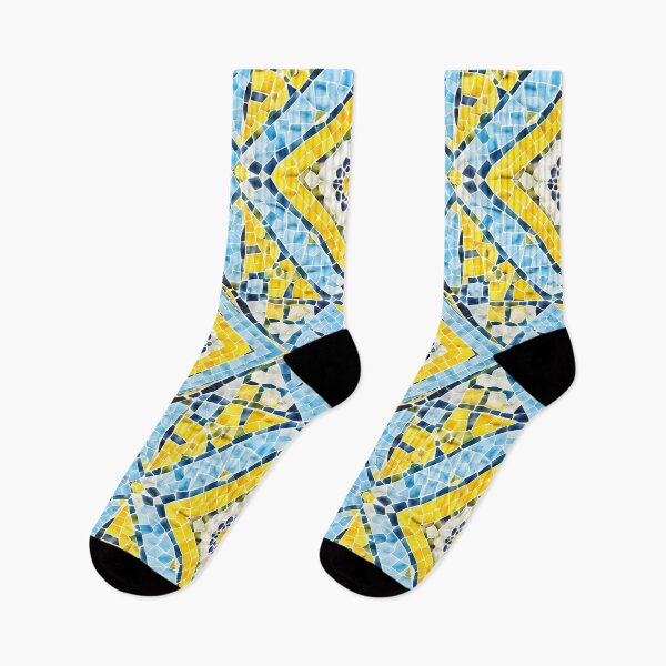 Item preview, Vibrant Yellow and Sky Blue Mosaic Pattern designed and sold by zenjiinspired.