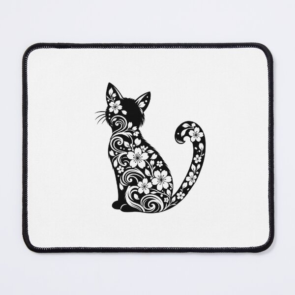 Item preview, Japanese Cat Silhouette – Sakura & Wave Pattern designed and sold by Daihuku2525.