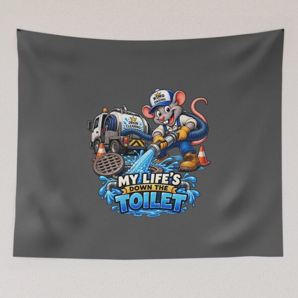 Item preview, My Life’s Down the Toilet – Funny Drain Cleaner Sewer Worker Rat designed and sold by BigfeetLittlepaws.