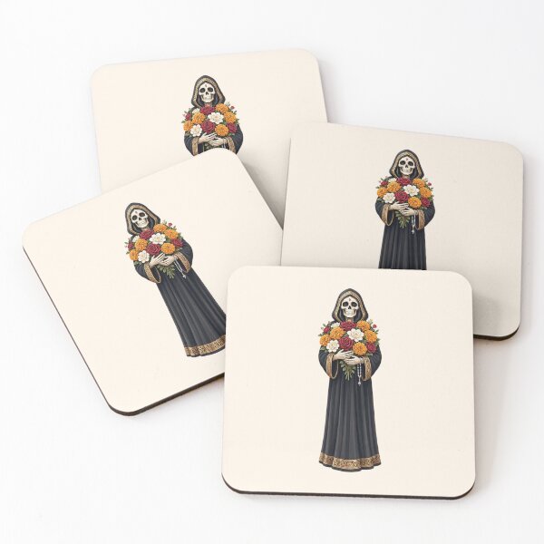 Item preview, Santa Muerte with Marigold and Rose Flowers designed and sold by SweetLilith.