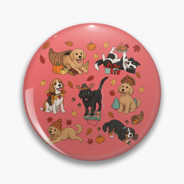 Item preview, Thanksgiving Dogs Cute Autumn Puppies Fall Cornucopia Pumpkin Cartoon Set designed and sold by Elite Wall Art.