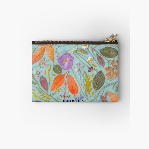 Item preview, Pressed Botanical Herbarium Flatlay - Turquoise & Orange Cottagecore Wildflowers designed and sold by ORIGINS LINES.