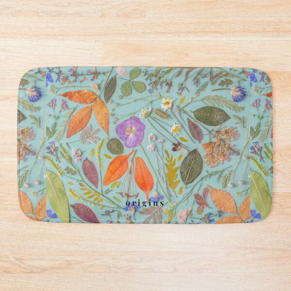 Item preview, Pressed Botanical Herbarium Flatlay - Turquoise & Orange Cottagecore Wildflowers designed and sold by ORIGINS LINES.