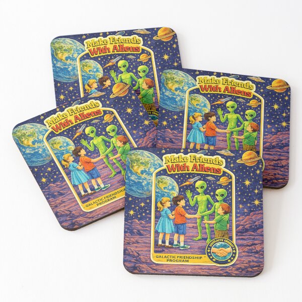 Item preview, Make Friends With Aliens — Retro Galactic Friendship designed and sold by gutfeelgraphic.