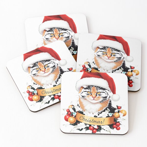 Item preview, Calico Cat Santa Hat Christmas Wreath designed and sold by lht6474.