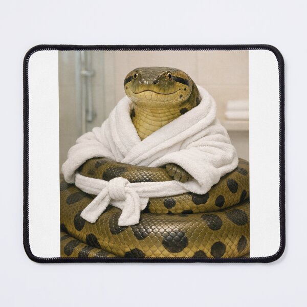 Item preview, Green Anaconda Wearing a Bathrobe designed and sold by Sillytoe.
