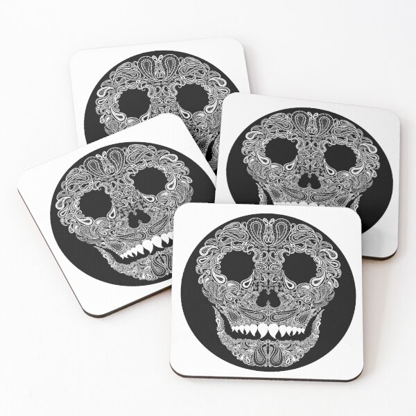 Item preview, Paisley Skull white on black designed and sold by Angry Critters.