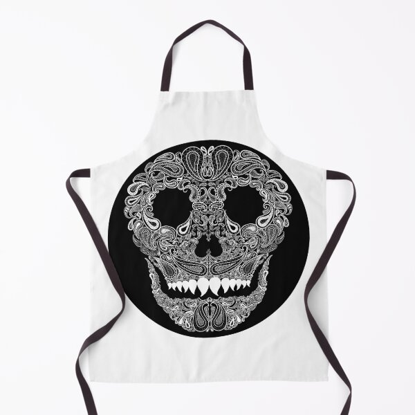 Item preview, Paisley Skull white on black designed and sold by Angry Critters.
