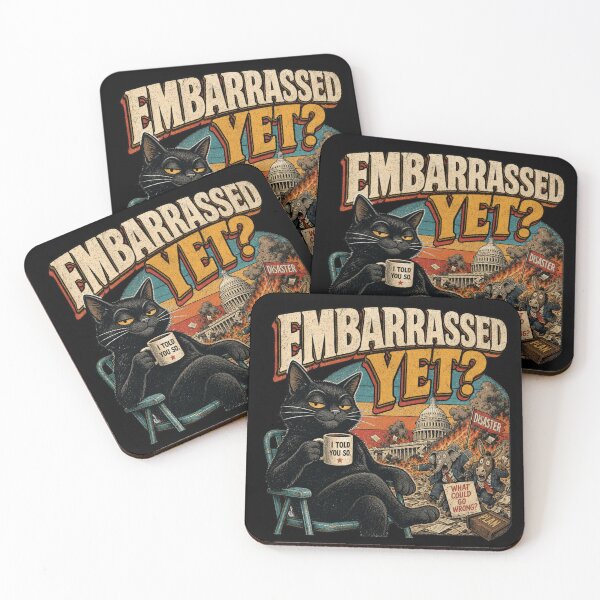 Item preview, Embarrassed Yet? Smug Black Cat – Sarcastic Political Humor designed and sold by The People’s Punchline.