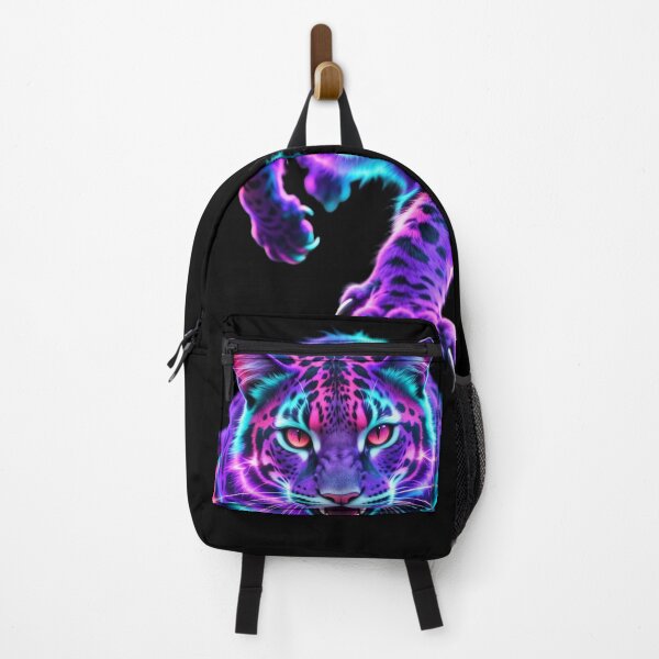 Item preview, Neon cyber panther lunging with glowing energy fiercely designed and sold by gutfeelgraphic.