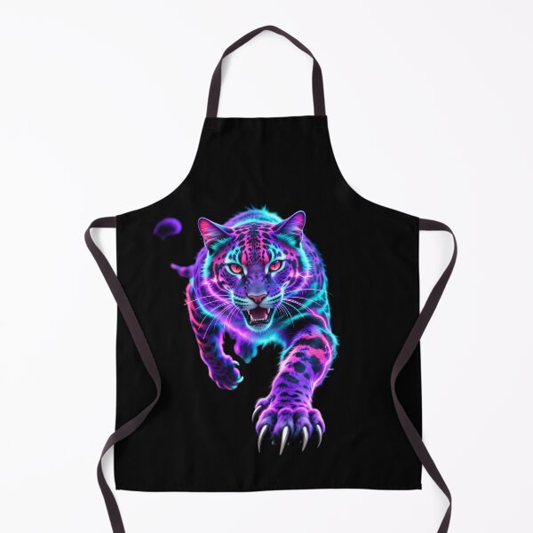 Item preview, Neon cyber panther lunging with glowing energy fiercely designed and sold by gutfeelgraphic.