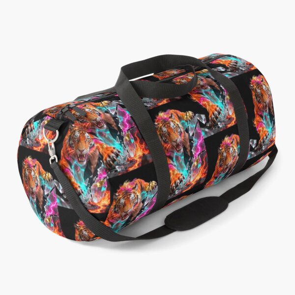 Item preview, Neon Cyber Tiger Bursting Through Dimensional Chaos Inferno designed and sold by gutfeelgraphic.