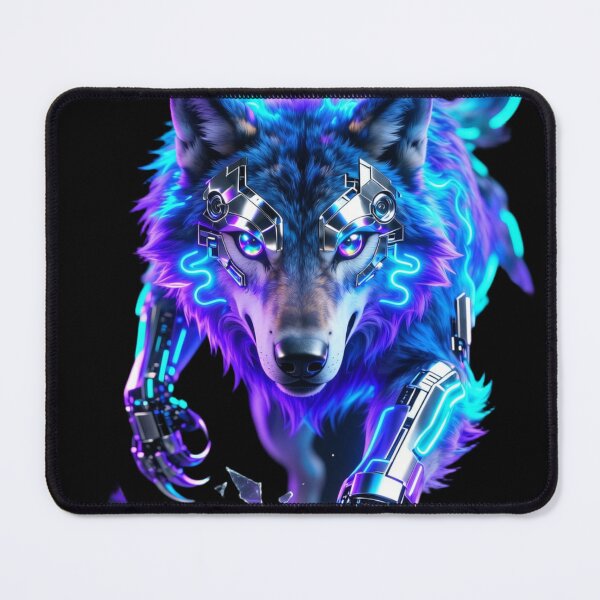 Item preview, Neon Cyber Wolf Rising Beyond All Human Limits designed and sold by gutfeelgraphic.
