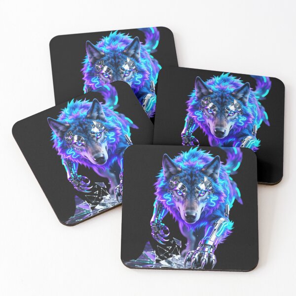 Item preview, Neon Cyber Wolf Rising Beyond All Human Limits designed and sold by gutfeelgraphic.