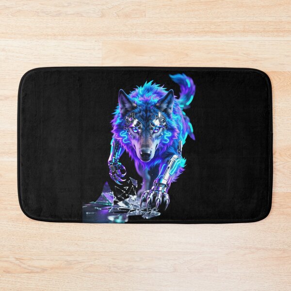 Item preview, Neon Cyber Wolf Rising Beyond All Human Limits designed and sold by gutfeelgraphic.
